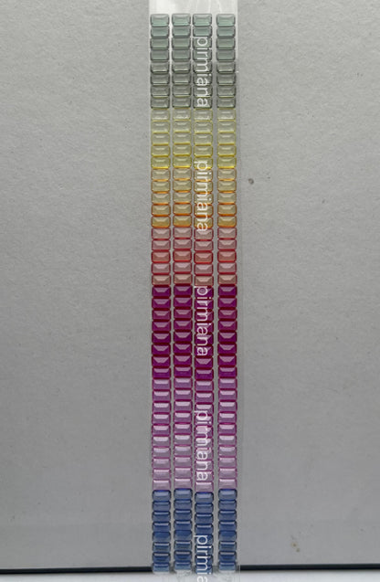 Pirmiana Hot Sale Baguette Shape Gradient Rainbow Created Sapphire Gemstones for DIY Jewelry Bracelet/Watch Bezel Making