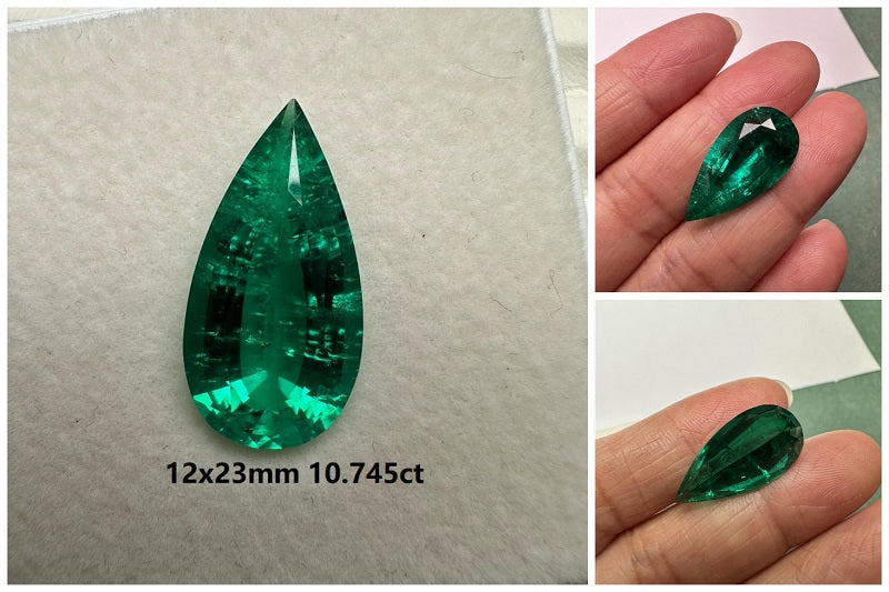 Lab Grown Columbia Emerald Pear Shape Size 8.0-25ct