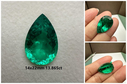 Lab Grown Columbia Emerald Pear Shape Size 8.0-25ct