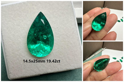 Lab Grown Columbia Emerald Pear Shape Size 8.0-25ct