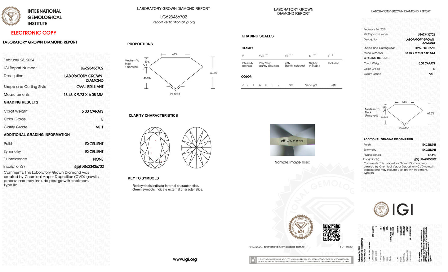 Pirmiana 5-5.2CT EF VS1 Oval Lab Grown Diamond CVD 2EX NULL With IGI Certificate