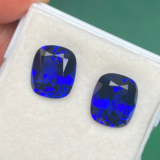 Cushion Cut Royal Blue Lab Sapphire Gemstone