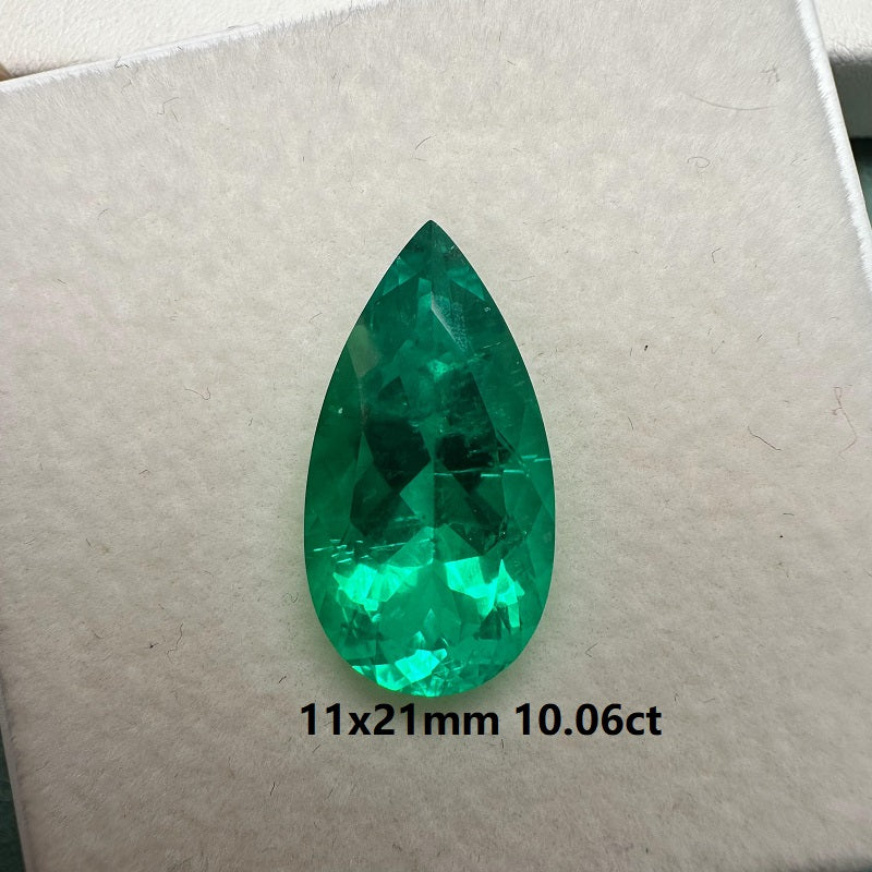 Lab Grown Columbia Emerald Pear Shape Size 8.0-25ct