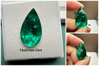 Lab Grown Columbia Emerald Pear Shape Size 8.0-25ct