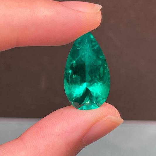 Pirmiana 10.94ct Pear Shape Lab Grown Emerald