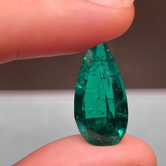 Pirmiana 10.74ct Pear Shape Lab Grown Emerald