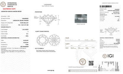 Pirmiana Round 2-5.5ct Lab Grown Diamond  CVD F VS1 2EX N Not Change Color With IGI Certificate