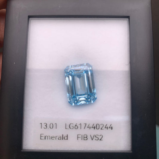 Emerald Cut Blue Lab Grown Diamond 13.01ct FVP VS2