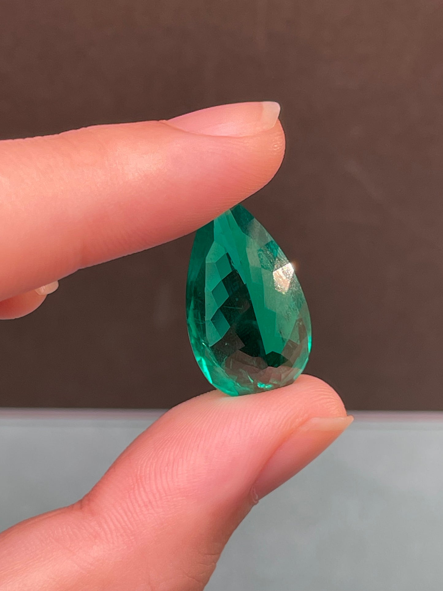 Pirmiana 10.94ct Pear Shape Lab Grown Emerald