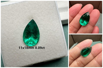 Lab Grown Columbia Emerald Pear Shape Size 8.0-25ct