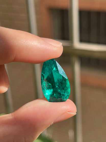 Pirmiana 10.94ct Pear Shape Lab Grown Emerald