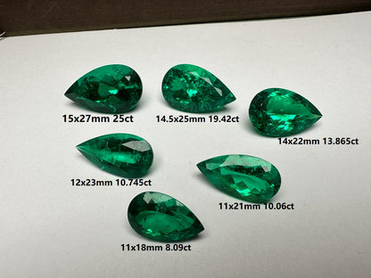 Lab Grown Columbia Emerald Pear Shape Size 8.0-25ct