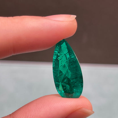 Pirmiana 11.05ct Pear Shape Lab Grown Emerald