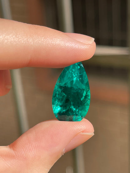 Pirmiana 10.94ct Pear Shape Lab Grown Emerald