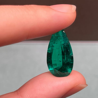 Pirmiana 10.06ct Pear Shape Lab Grown Emerald