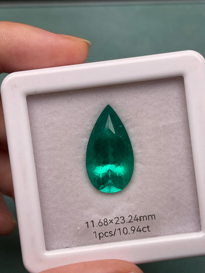 Pirmiana 10.94ct Pear Shape Lab Grown Emerald