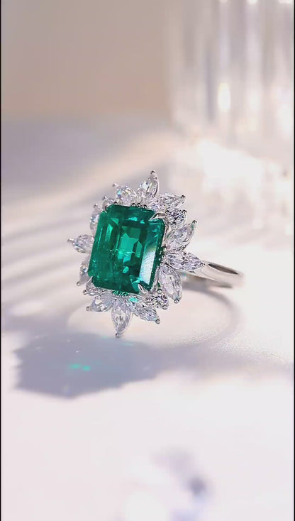 Pirmiana 2024 Hot Sale S925 Silver 4.61ct Lab Grown Emerald Ring Women Engagement Fashion Finger Gemstone Jewelry