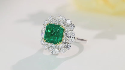 Pirmiana 2024 Hot Sale 18K Gold 3.98ct Lab Grown Emerald Ring Women Engagement Fashion Finger Gemstone Jewelry