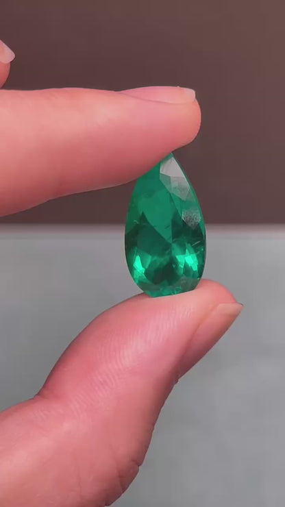 Pirmiana 10.06ct Pear Shape Lab Grown Emerald