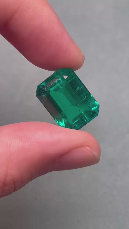 Pirmiana 11.57ct Emerald Cut Lab Grown Emerald