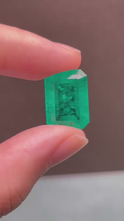 Pirmiana 13.11ct Emerald Cut Lab Grown Emerald