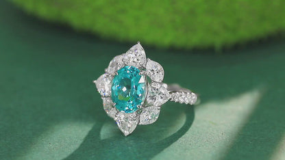 Pirmiana Hot Sale S925 Silver 8.04ct Lab Grown Paraiba Sapphire Ring Engagementring Women