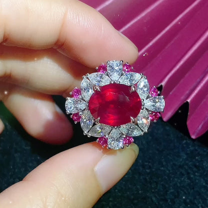 Pirmiana New S925 Silver 5.12ct Lad Grown Ruby Ring High Fine Jewelry for Women Party Gift