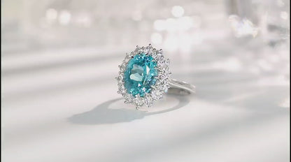 Pirmiana Hot Sale S925 Silver 8.04ct Lab Grown Paraiba Sapphire Ring Engagementring Women