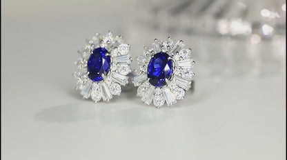 Pirmiana New Arrival 2.14ct Lab Grown Sapphire Earring Studs S925 Silver Jewelry Earrings for Women