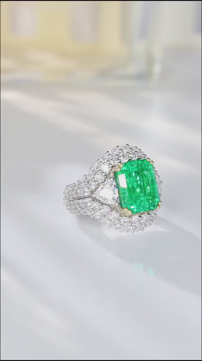 Pirmiana 2024 Hot Sale 18K Gold 5.52ct Lab Grown Emerald Ring Women Engagement Fashion Finger Gemstone Jewelry