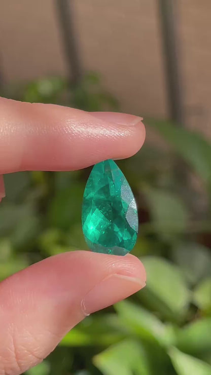 Pirmiana 10.06ct Pear Shape Lab Grown Emerald