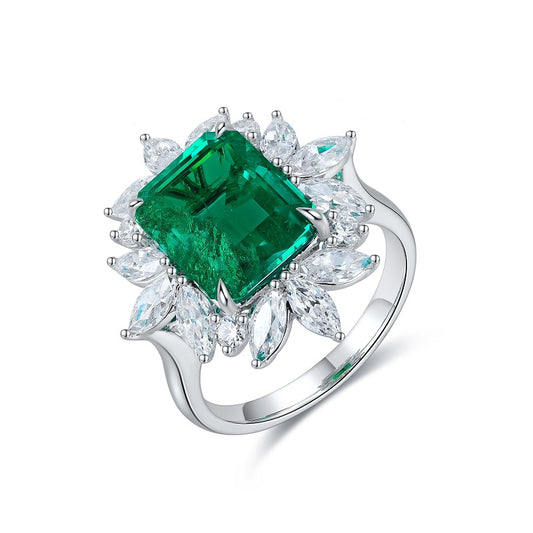 Pirmiana 925 Silver 4.61ct Lab Grown Emerald Ring