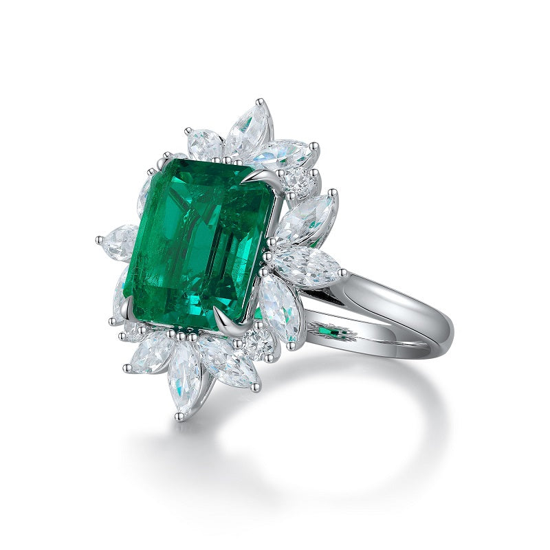 Pirmiana 925 Silver 4.61ct Lab Grown Emerald Ring