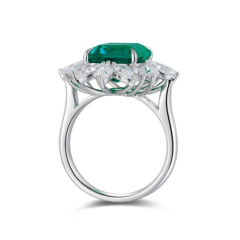 Pirmiana 925 Silver 4.61ct Lab Grown Emerald Ring