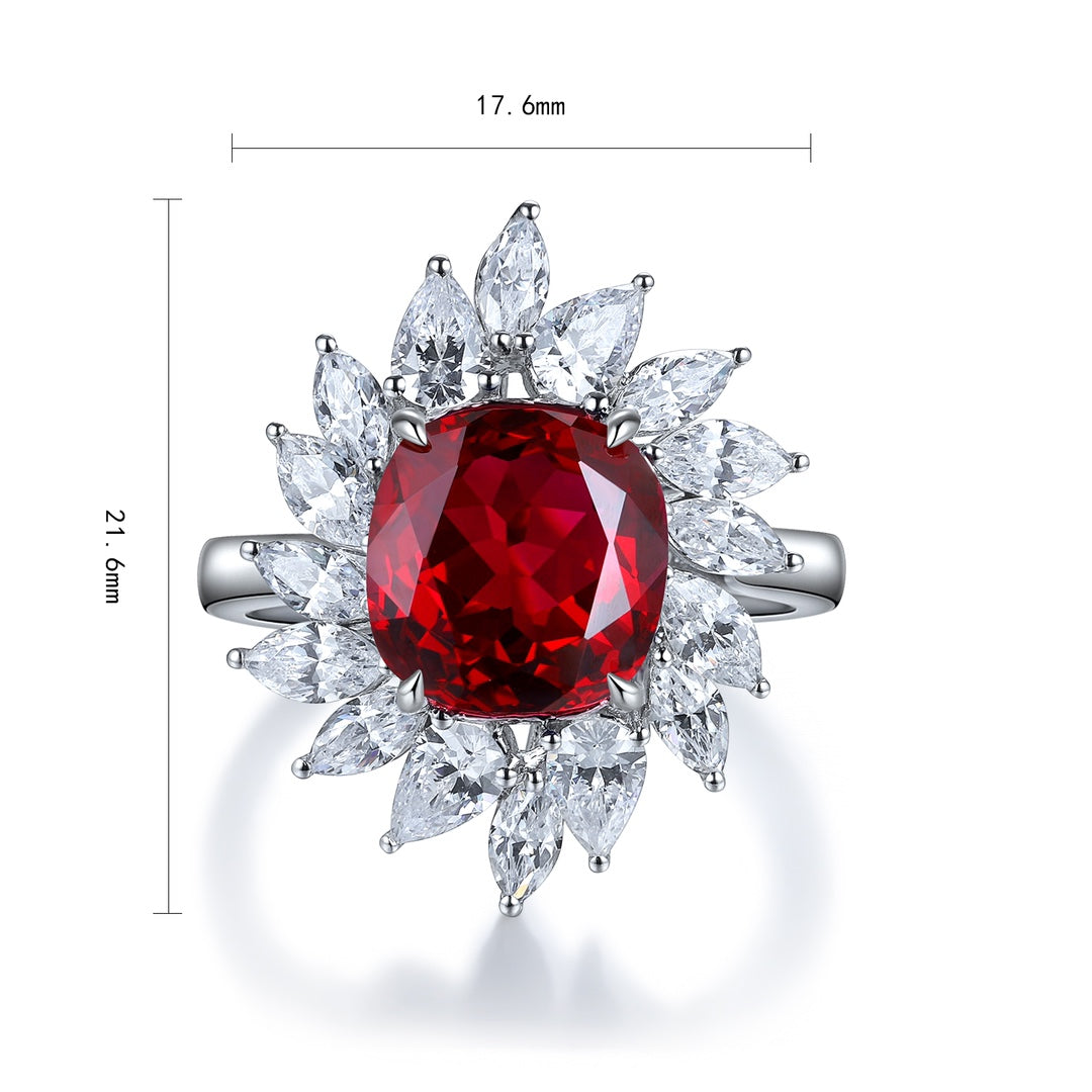 Pirmiana New S925 Silver 4.2ct Lad Grown Ruby Ring High Fine Jewelry for Women Party Gift