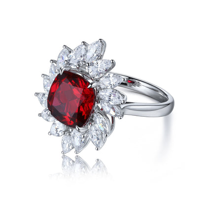 Pirmiana New S925 Silver 4.2ct Lad Grown Ruby Ring High Fine Jewelry for Women Party Gift