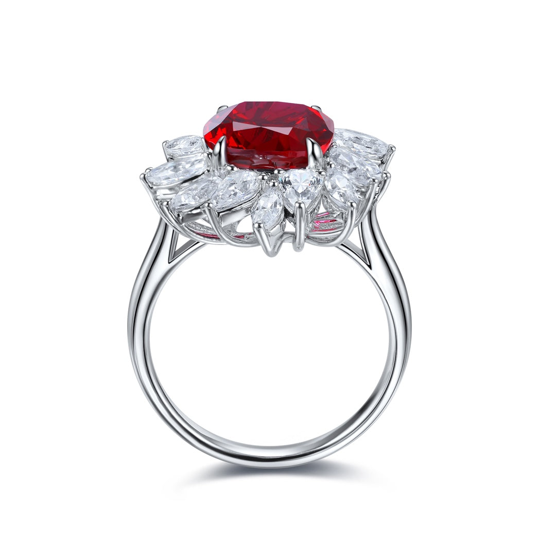 Pirmiana New S925 Silver 4.2ct Lad Grown Ruby Ring High Fine Jewelry for Women Party Gift