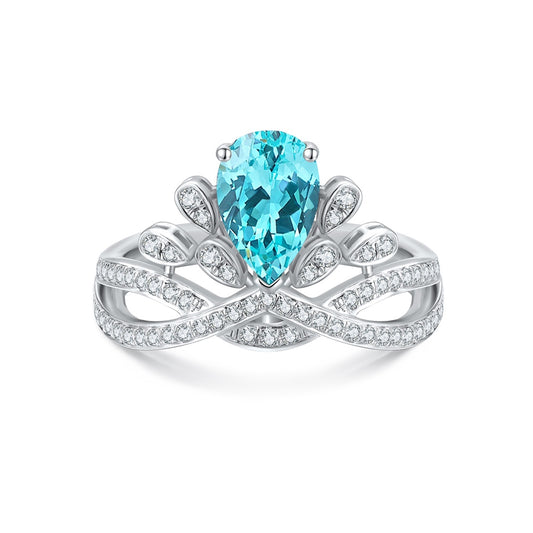 Pirmiana Hot Sale S925 Silver  2.3ct Lab Grown Paraiba Sapphire Ring Engagementring Women