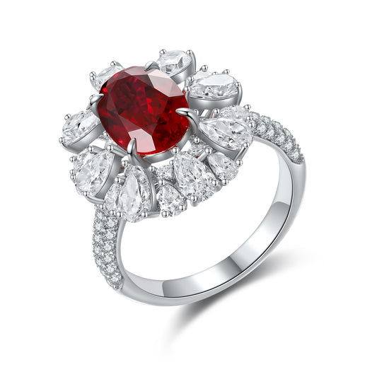 Pirmiana New S925 Silver 3ct Lad Grown Ruby Ring High Fine Jewelry for Women Party Gift