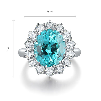 Pirmiana Hot Sale S925 Silver 8.04ct Lab Grown Paraiba Sapphire Ring Engagementring Women