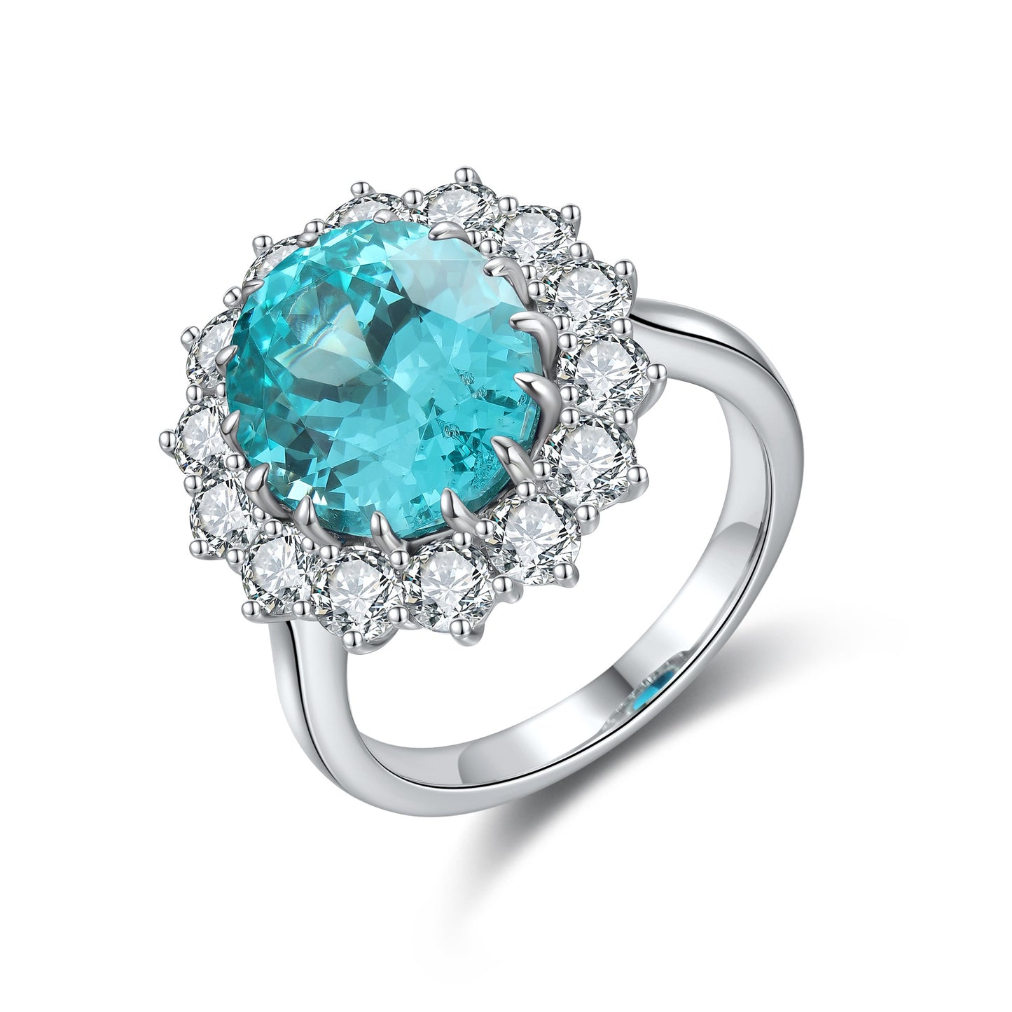 Pirmiana Hot Sale S925 Silver 8.04ct Lab Grown Paraiba Sapphire Ring Engagementring Women