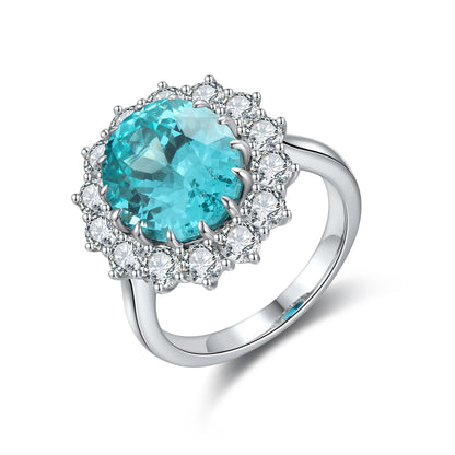 Pirmiana Hot Sale S925 Silver 8.04ct Lab Grown Paraiba Sapphire Ring Engagementring Women