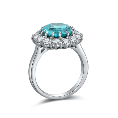 Pirmiana Hot Sale S925 Silver 8.04ct Lab Grown Paraiba Sapphire Ring Engagementring Women