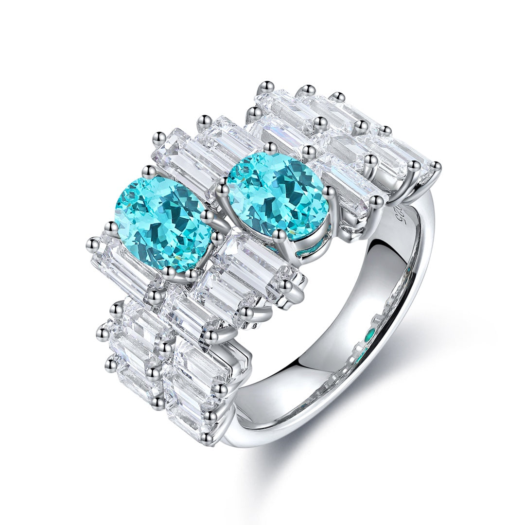 Pirmiana Hot Sale S925 Silver 2.6ct Lab Grown Paraiba Sapphire Ring Engagementring Women