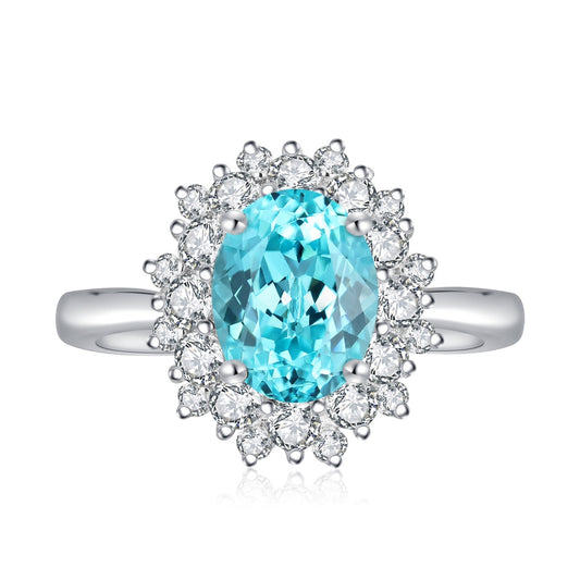 Pirmiana Hot Sale S925 Silver 3.09ct Lab Grown Paraiba Sapphire Ring Engagementring Women