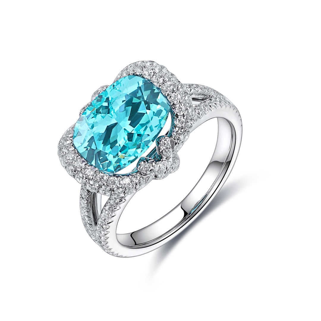 Pirmiana Hot Sale S925 Silver 5.39ct Lab Grown Paraiba Sapphire Ring Engagementring Women