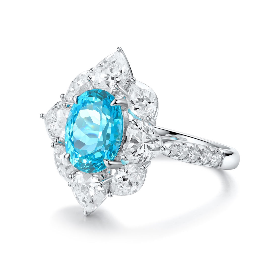 Pirmiana Hot Sale S925 Silver 8.04ct Lab Grown Paraiba Sapphire Ring Engagementring Women