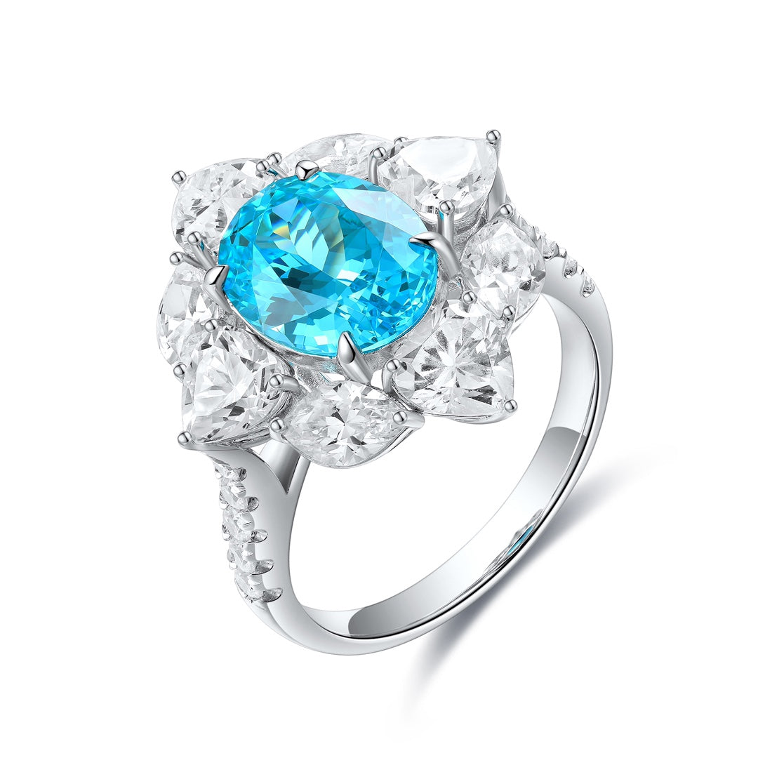 Pirmiana Hot Sale S925 Silver 8.04ct Lab Grown Paraiba Sapphire Ring Engagementring Women