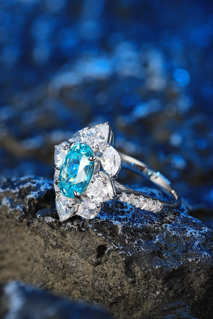 Pirmiana Hot Sale S925 Silver 8.04ct Lab Grown Paraiba Sapphire Ring Engagementring Women