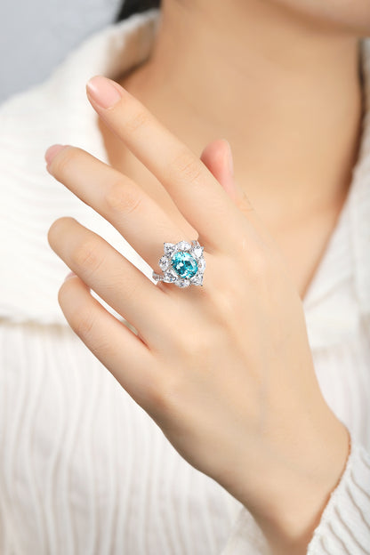 Pirmiana Hot Sale S925 Silver 8.04ct Lab Grown Paraiba Sapphire Ring Engagementring Women